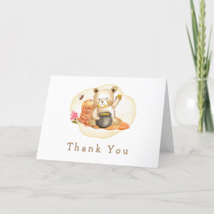 Mama To Bee Teddy Bear Honeycomb Baby Shower  Letterpress Thank You Card