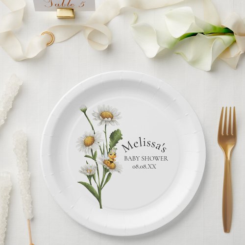 Mama To Bee Theme Honeycomb Daisy Flower Paper Plates