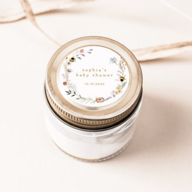 Mama to Bee Wildflower Baby Shower Classic Round Sticker (Creator Uploaded)