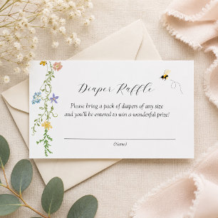 Mama to Bee Wildflower Baby Shower Diaper Raffle Enclosure Card