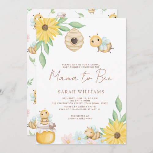 Mama to Bee Wildflower Baby Shower Invitation