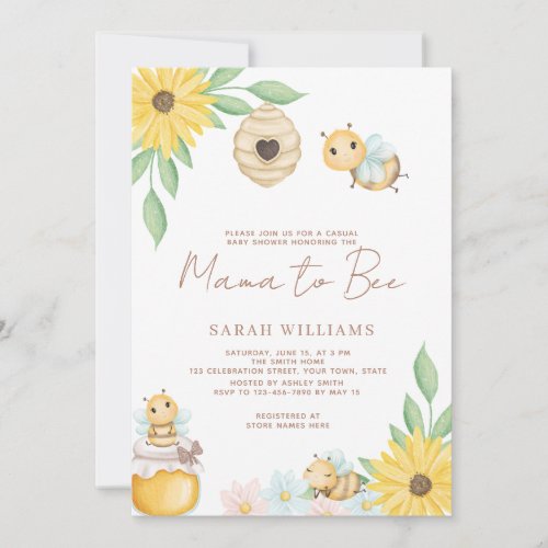 Mama to Bee Wildflower Baby Shower Invitation