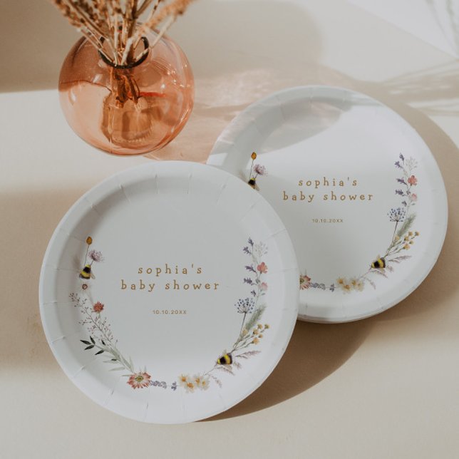 Mama to Bee Wildflower Baby Shower Paper Plates (Creator Uploaded)