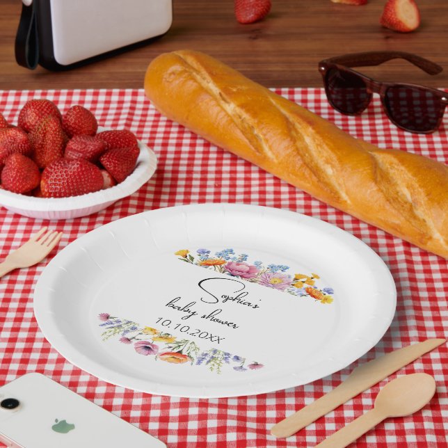 Mama to Bee Wildflower Baby Shower Paper Plates (Picnic)