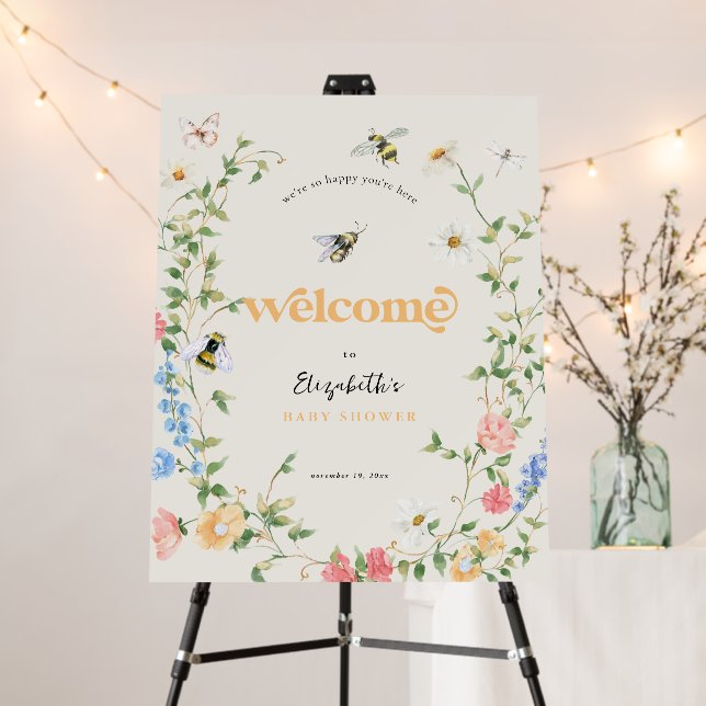 Mama to Bee Wildflower Baby Shower Welcome Foam Board (In Situ (Stand))