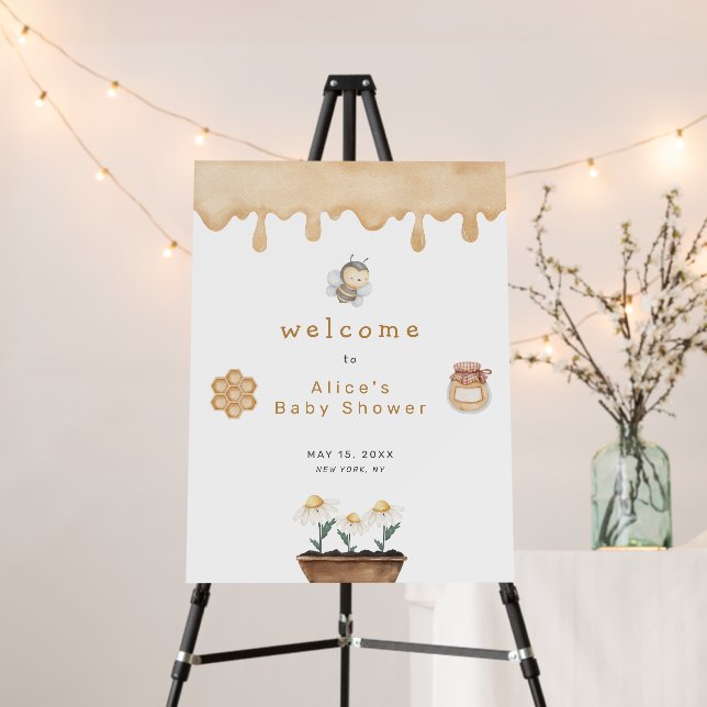 Mama to Bee Wildflower Baby Shower Welcome Sign (In Situ (Stand))