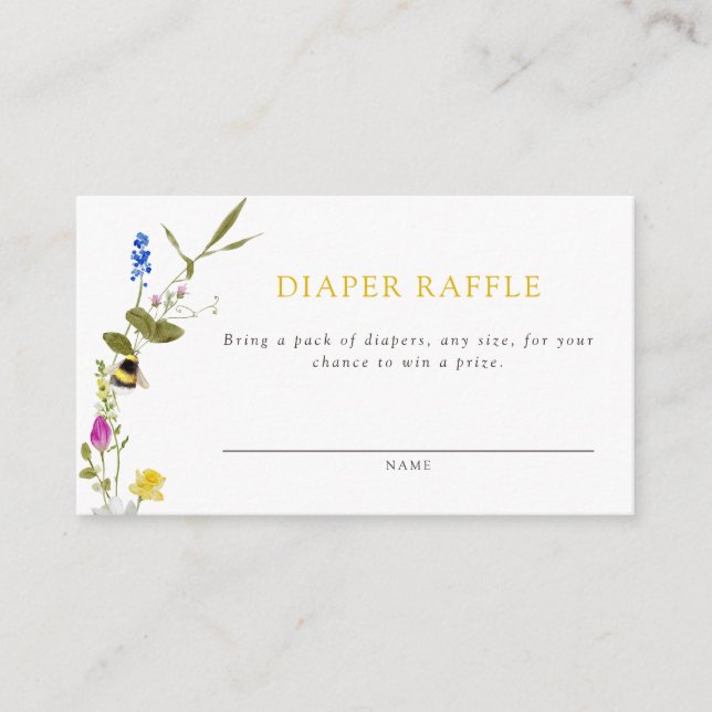 Mama to Bee Wildflower Bee Diaper Raffle Enclosure Card (Front)