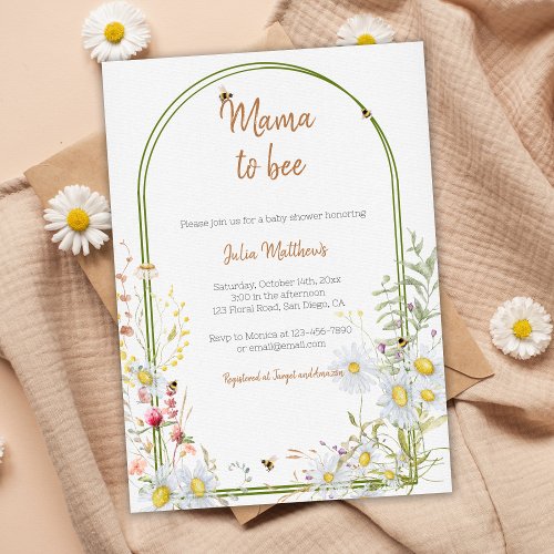 Mama to Bee Wildflower Boho Baby Shower Invitation
