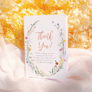 Mama To Bee Wildflower Boho Girl Baby Shower Letterpress Thank You Card