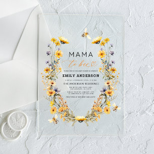 Mama to Bee Wildflower Gender Neutral Baby Shower Acrylic Invitations