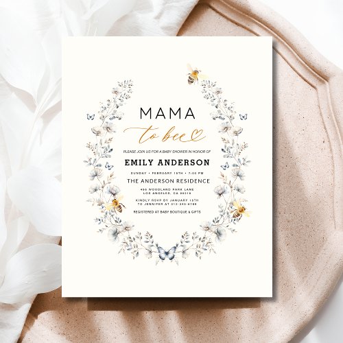 Wildflower Neutral Floral or wildflower baby shower invitation