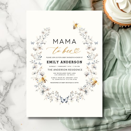 Wildflower Neutral Floral or wildflower baby shower invitation
