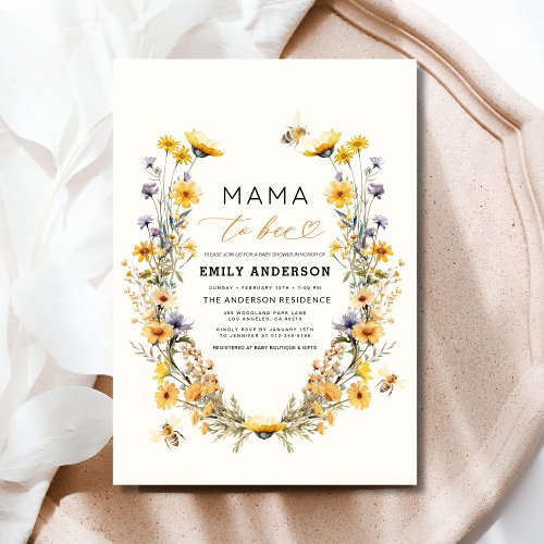 Wildflower Neutral Floral or wildflower baby shower invitation
