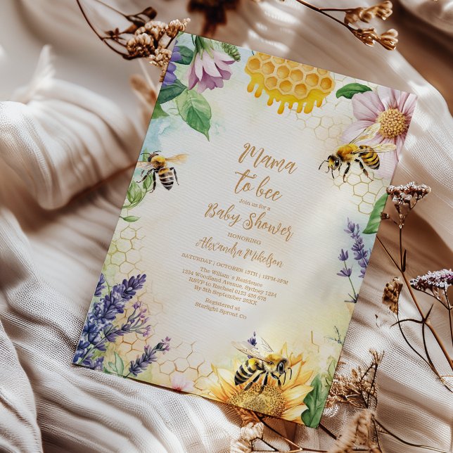 Mama to Bee Wildflower Honeybee Mommy Baby Shower Invitation (Creator Uploaded)