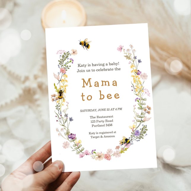 Mama to Bee Wildflower Honeybee Mommy Baby Shower Invitation (Creator Uploaded)