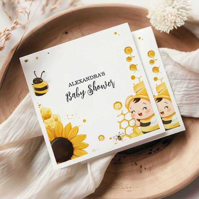 Mama to Bee Wildflower Honeybee Mommy  Baby Shower Napkins (Creator Uploaded)
