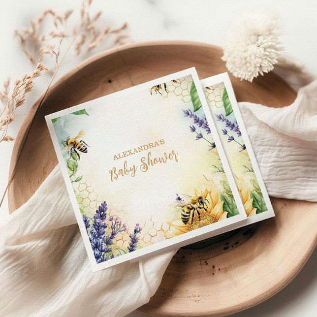 Mama to Bee Wildflower Honeybee Mommy  Baby Shower Napkins (Creator Uploaded)