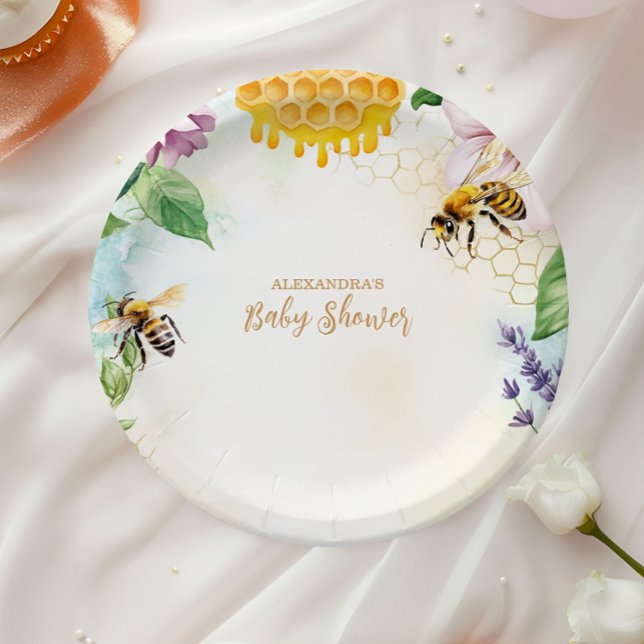 Mama to Bee Wildflower Honeybee Mommy Baby Shower Paper Plates (Creator Uploaded)