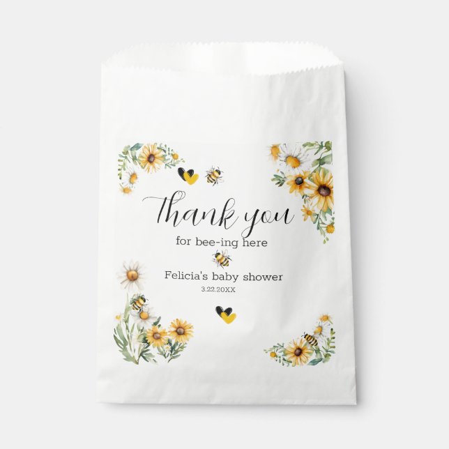 Mama to Bee Yellow flower Bumblebee Favor Bag (Front)