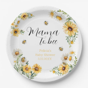 Mama to Bee Yellow flowers Bumblebee Baby Shower  Paper Plates