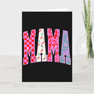 Mama Trendy Checkered Cherries Bow Halloween Famil Card