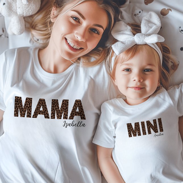 Mama | Trendy Leopard Print Mommy and Me T-Shirt (Creator Uploaded)