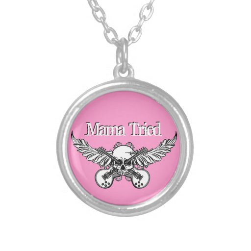 Mama Tried Skulls and Guitars Necklace | Zazzle