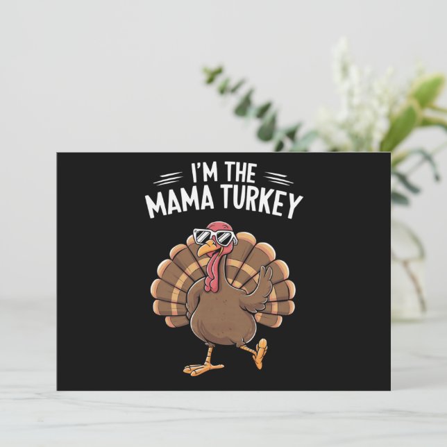 Mama Turkey Matching Family Group Thanksgiving  Invitation (Standing Front)