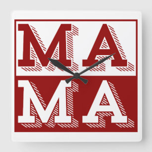 MAMA TYPOGRAPHY MOTHERS DAY GIFT SQUARE WALL CLOCK