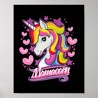 Mama Unicorn Mom And Daughter Family Matching Poster
