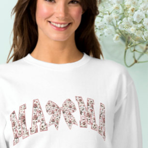 Mama Varsity Style Mom Bow FloralMother's Day Gift Sweatshirt