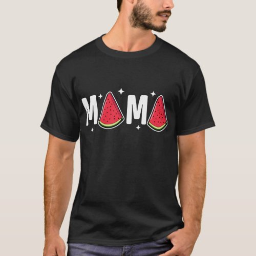 Mama Watermelon Summer Fruit Watermelon Slice Moth T_Shirt