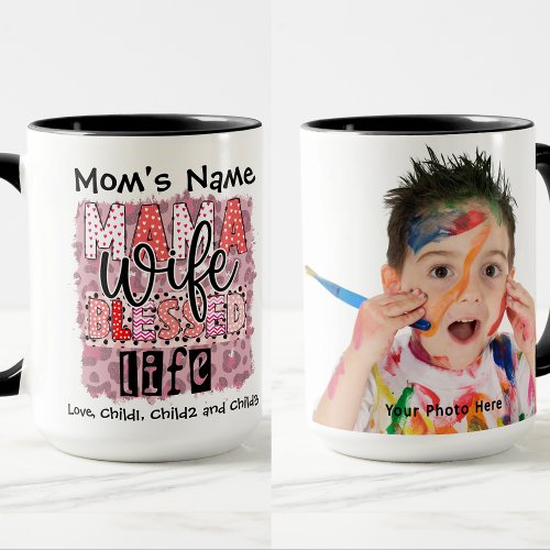 Mama Wife Blessed Life Customizable Photo Mug