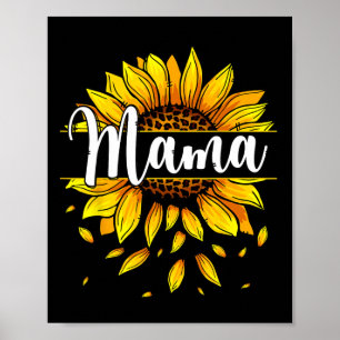 Mama With Yellow Sunflower Floral Graphic Mothers  Poster