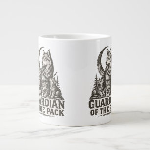 Mama Wolf and Pups Forest Moon Nature Graphic Giant Coffee Mug