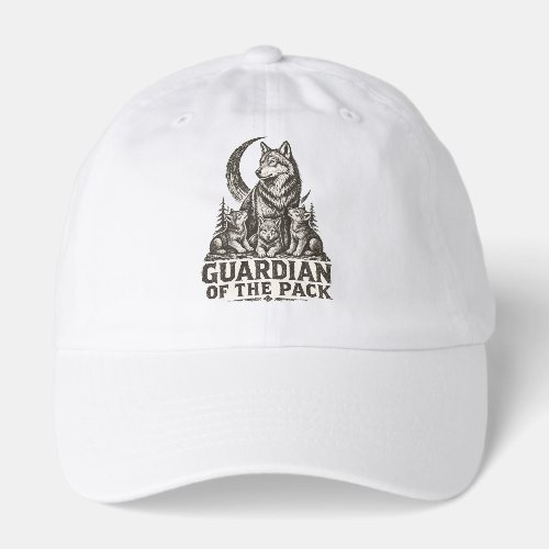 Mama Wolf and Pups Forest Moon Nature Graphic Hat