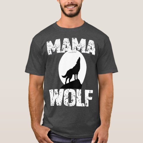 Mama Wolf Gift Matching Family ribe Wolves Moon Wi T_Shirt