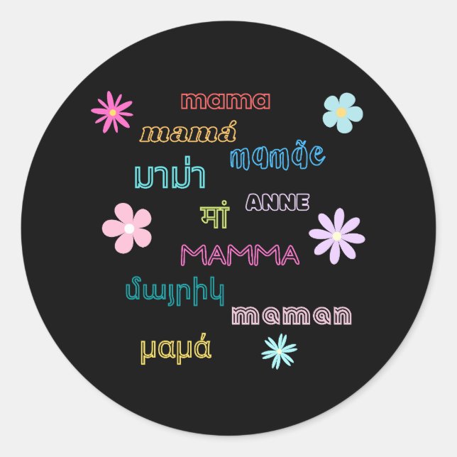 Mama Word in Different Languages International Classic Round Sticker (Front)
