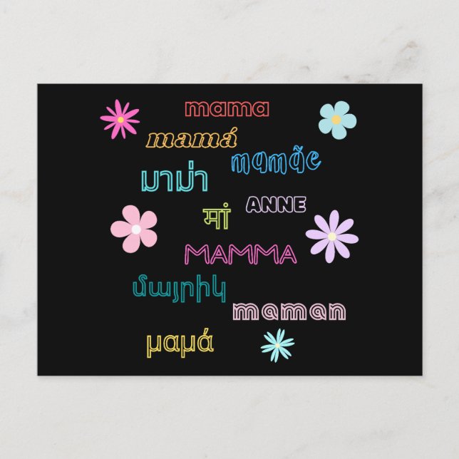 Mama Word in Different Languages International Postcard (Front)