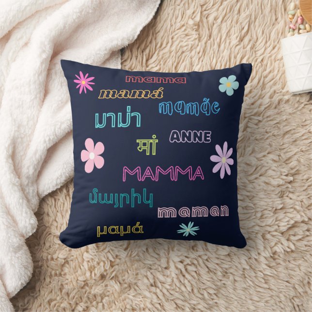 Mama Word in Different Languages International   Throw Pillow (Blanket)