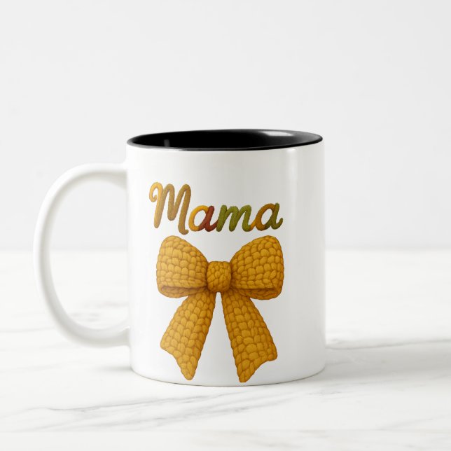 mama  yarn design Two-Tone coffee mug (Left)