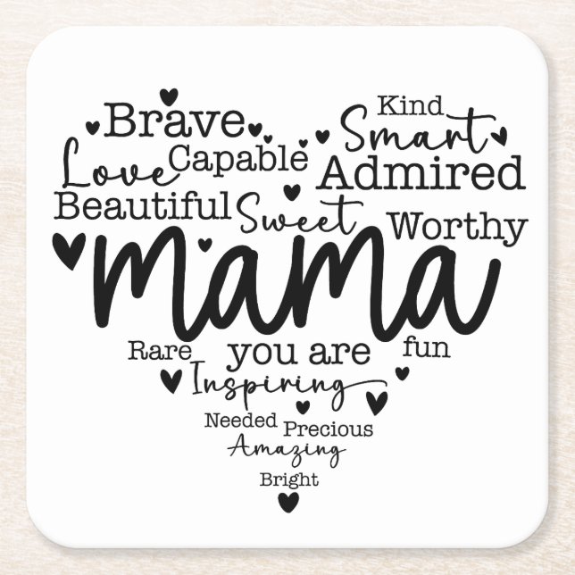 Mama You Are Square Paper Coaster (Front)