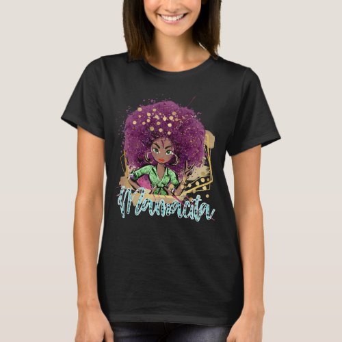 Mamacita swag African American afro woman glitter T-Shirt