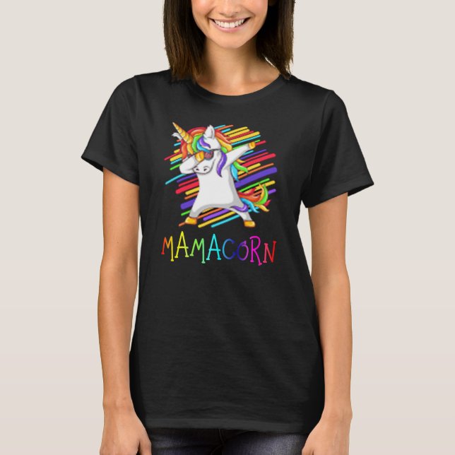 Mamacorn Mom Dabbing Unicorn Costume Funny T-Shirt (Front)