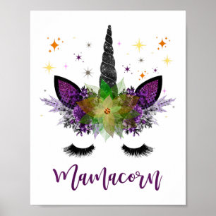 Mamacorn Mom Unicorn Face Mothers Day Women Fall A Poster