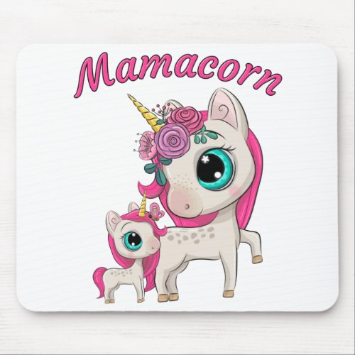Mamacorn Mothers Day Gift Mom  Daughter Unicorn Mouse Pad