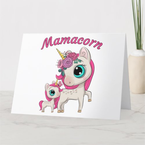 Mamacorn Mothers Day Gift Mom  Daughter Unicorn Thank You Card