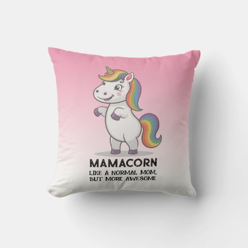 Mamacorn Unicorn Mom Mothers Day Mom Birthday Throw Pillow