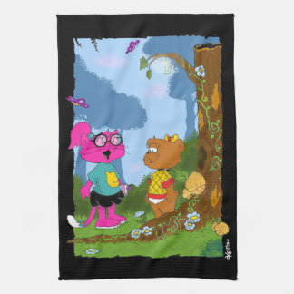 MAMAMACANZ |  Pink Cat & Brown Bear Kitchen Towel