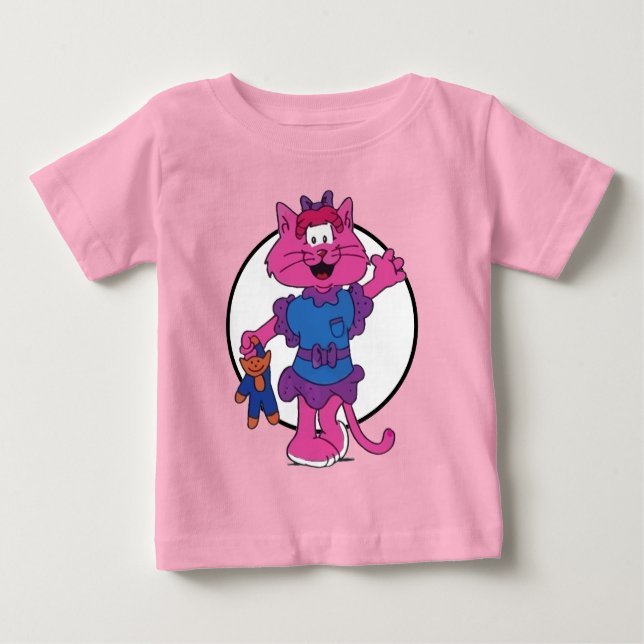 MAMAMACANZ | Pink Cat with Doll Baby T-Shirt (Front)